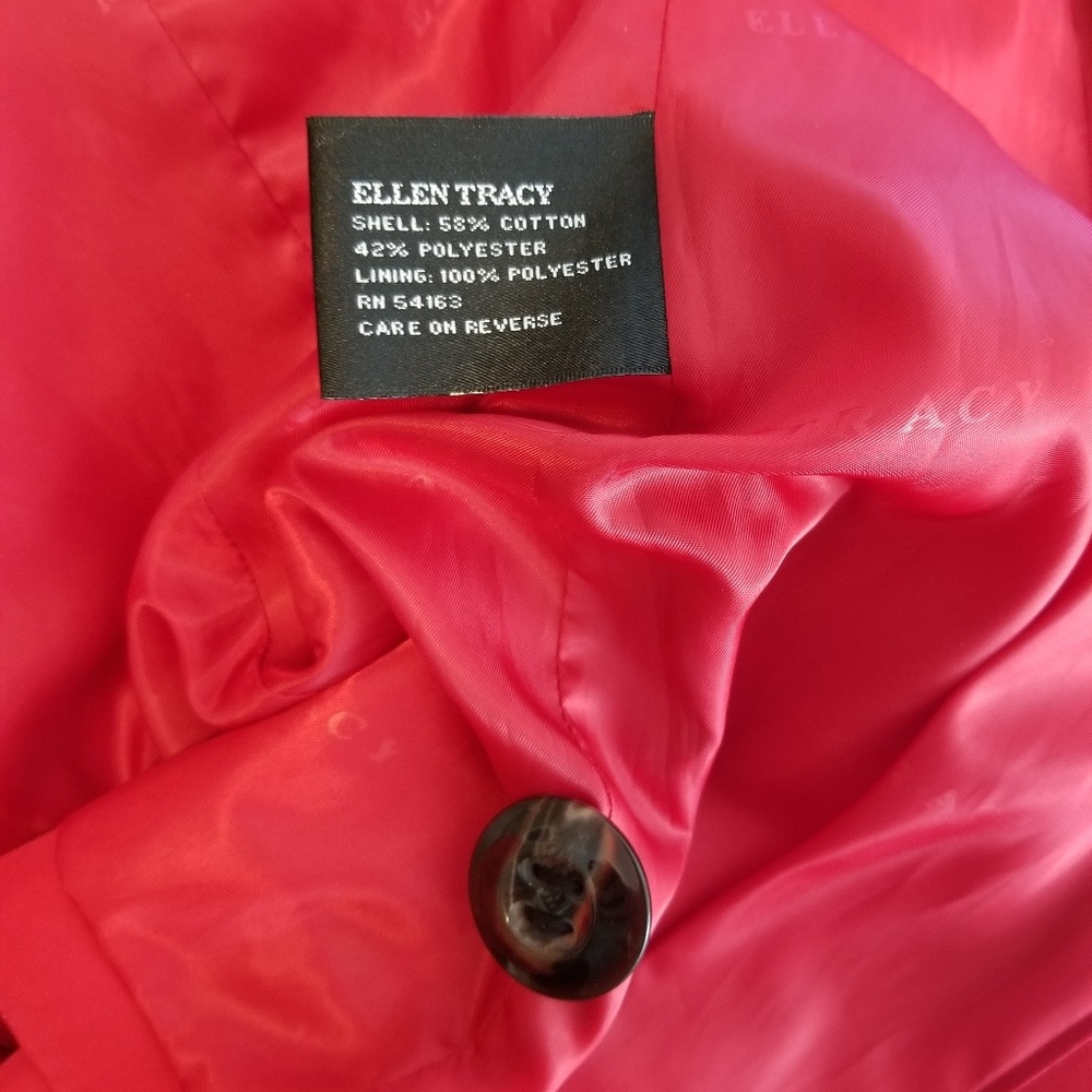 Ellen Tracy Button Down Tie Waist Hooded Jacket - Picture 6 of 7